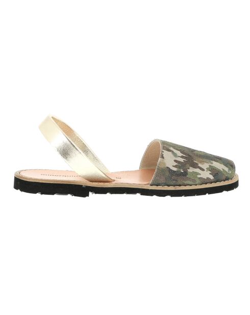 Avarcas de piel camuflada color caqui
