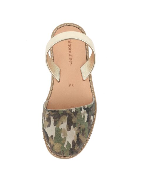 Avarcas de piel camuflada color caqui