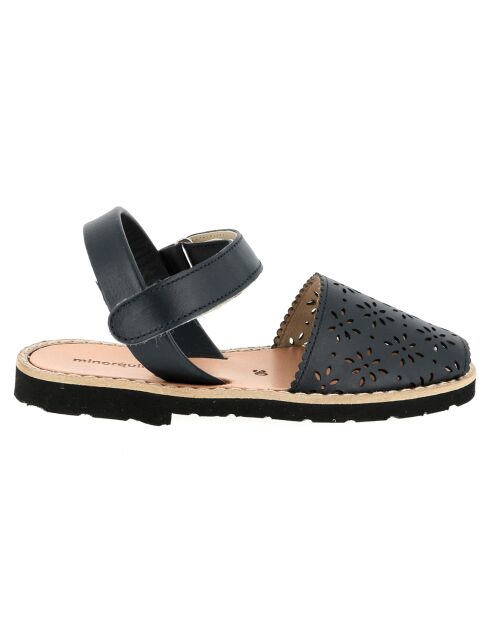 Blauwe leren sandalen