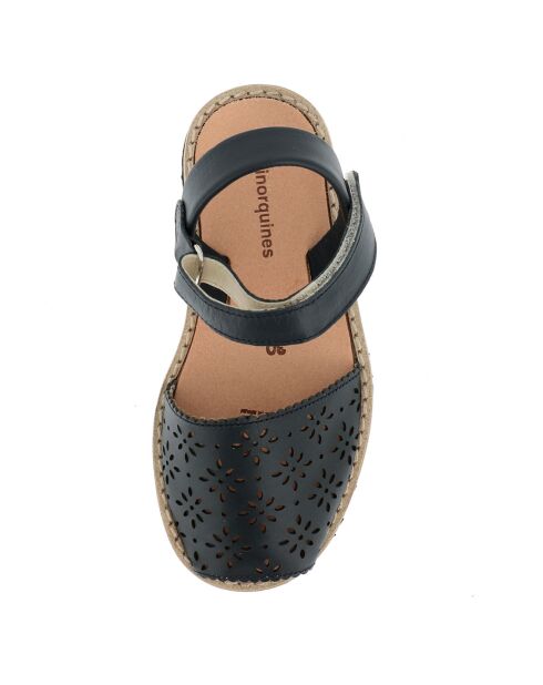 Blauwe leren sandalen