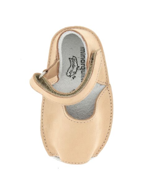 Pantofole in pelle di velluto beige