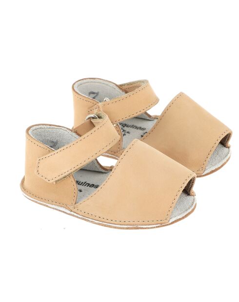 Pantofole in pelle di velluto beige