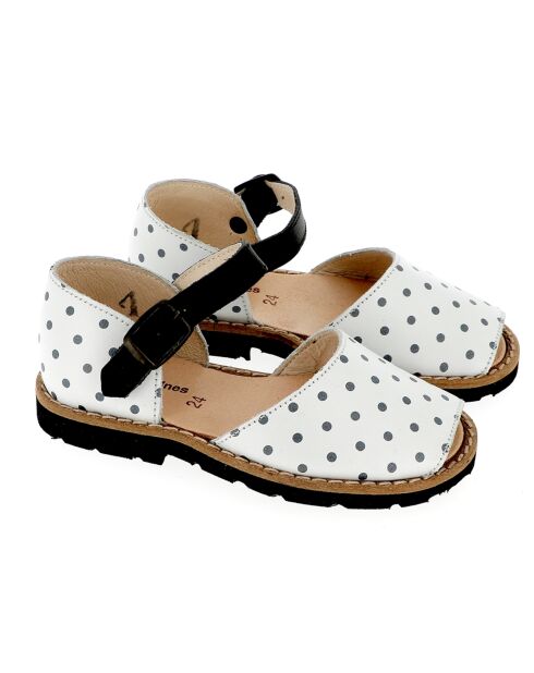 Weiß/schwarze Ledersandalen