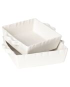 Plat à four carré Feston blanc  - 29x25x7 cm