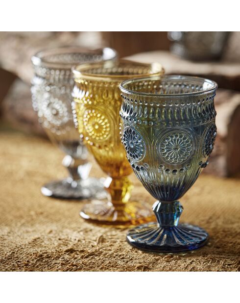 12 Verres à pieds Chambord fumé  - D.8.5x14 cm