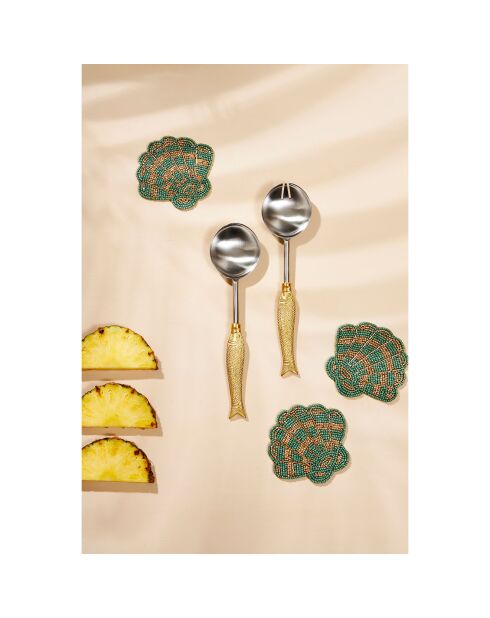 2 Couverts à salade Poisson dorés