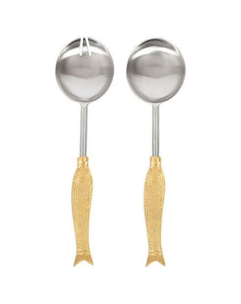 2 Couverts à salade Poisson dorés