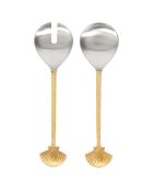 2 Couverts à salade Coquillage doré antique