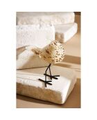 Décoration Moineau Serin beige/doré  - 14.5x8x14.5 cm