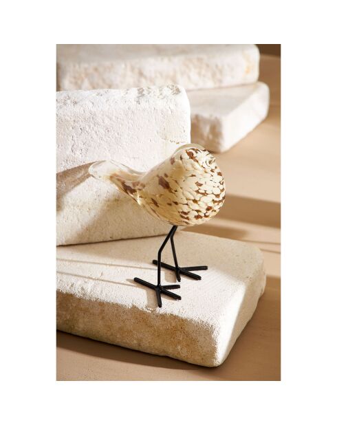 Décoration Moineau Serin beige/doré  - 14.5x8x14.5 cm