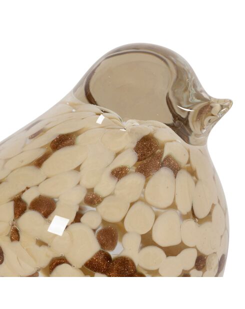 Presse papiers moineau Serin beige/doré  - 14x6x8 cm