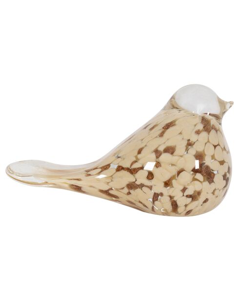 Presse papiers moineau Serin beige/doré  - 14x6x8 cm