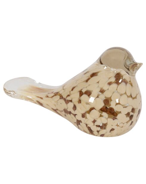 Presse papiers moineau Serin beige/doré  - 14x6x8 cm