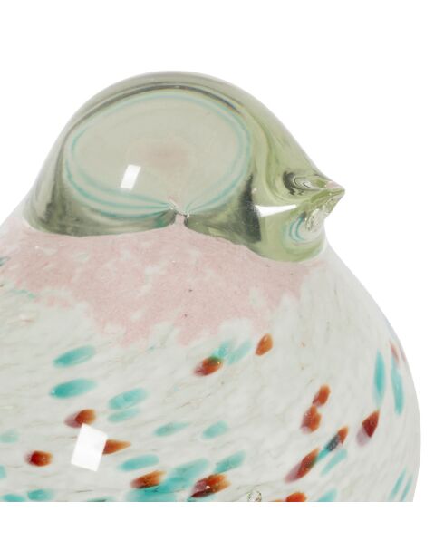 Deco Moineau Serin vert/rose  - 10.5x8x14 cm