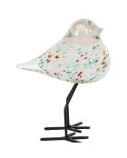 Deco Moineau Serin vert/rose  - 10.5x8x14 cm