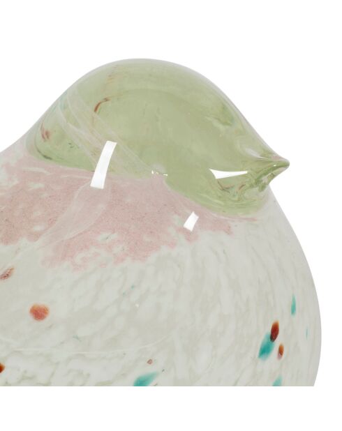 Presse papiers moineau Serin vert/rose  - 10.5x6x6.5 cm