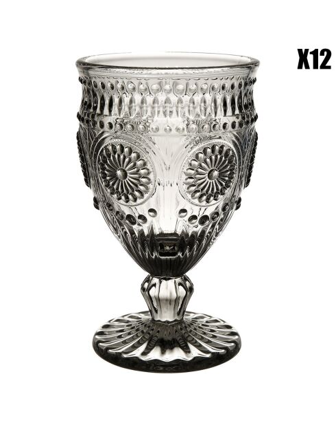 12 Verres à pieds Chambord fumé  - D.8.5x14 cm