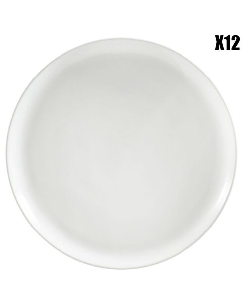 12 Assiettes plates Ingrid blanches - D.27 cm