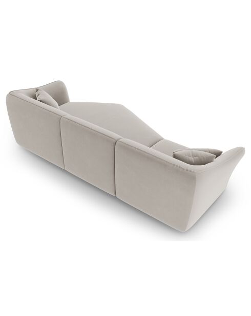 Canapé Angle Droit Modulaire Velours Flora 5 Places beige clair - 292x138x79 cm