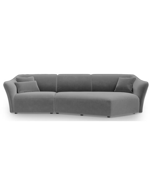 Canapé Angle Droit Modulaire Velours Flora 5 Places gris clair - 292x138x79 cm