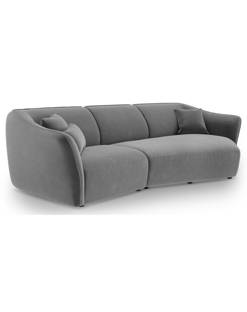 Canapé Angle Droit Modulaire Velours Flora 5 Places gris clair - 292x138x79 cm