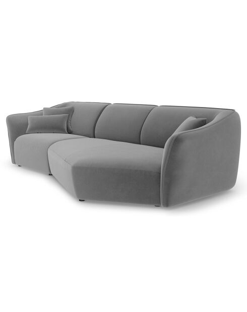 Canapé Angle Droit Modulaire Velours Flora 5 Places gris clair - 292x138x79 cm