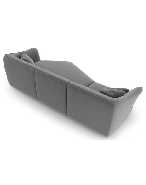 Canapé Angle Droit Modulaire Velours Flora 5 Places gris clair - 292x138x79 cm
