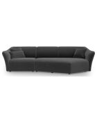 Canapé Angle Droit Modulaire Velours Flora 5 Places gris foncé - 292x138x79 cm