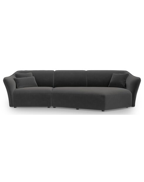 Canapé Angle Droit Modulaire Velours Flora 5 Places gris foncé - 292x138x79 cm