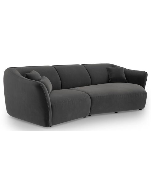 Canapé Angle Droit Modulaire Velours Flora 5 Places gris foncé - 292x138x79 cm