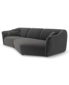 Canapé Angle Droit Modulaire Velours Flora 5 Places gris foncé - 292x138x79 cm