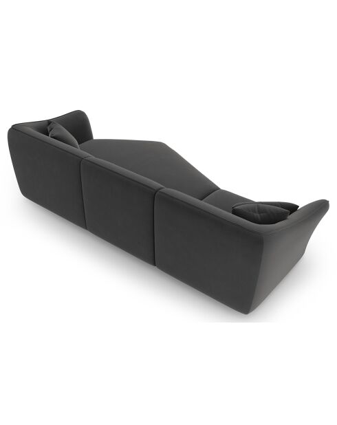 Canapé Angle Droit Modulaire Velours Flora 5 Places gris foncé - 292x138x79 cm
