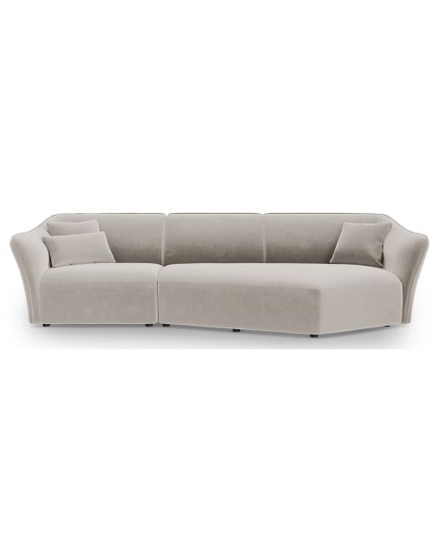 Canapé Angle Droit Modulaire Velours Flora 5 Places beige clair - 292x138x79 cm