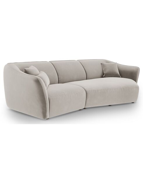 Canapé Angle Droit Modulaire Velours Flora 5 Places beige clair - 292x138x79 cm