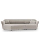 Canapé Angle Gauche Modulaire Velours Flora 5 Places beige clair - 292x138x79 cm
