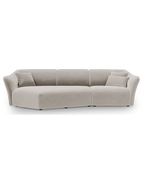 Canapé Angle Gauche Modulaire Velours Flora 5 Places beige clair - 292x138x79 cm