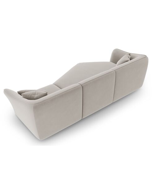 Canapé Angle Gauche Modulaire Velours Flora 5 Places beige clair - 292x138x79 cm