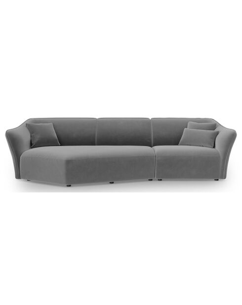 Canapé Angle Gauche Modulaire Velours Flora 5 Places gris clair - 292x138x79 cm