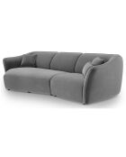 Canapé Angle Gauche Modulaire Velours Flora 5 Places gris clair - 292x138x79 cm