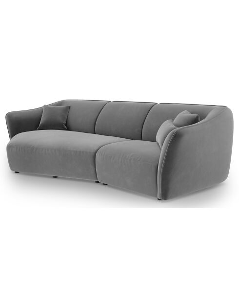Canapé Angle Gauche Modulaire Velours Flora 5 Places gris clair - 292x138x79 cm