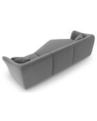 Canapé Angle Gauche Modulaire Velours Flora 5 Places gris clair - 292x138x79 cm