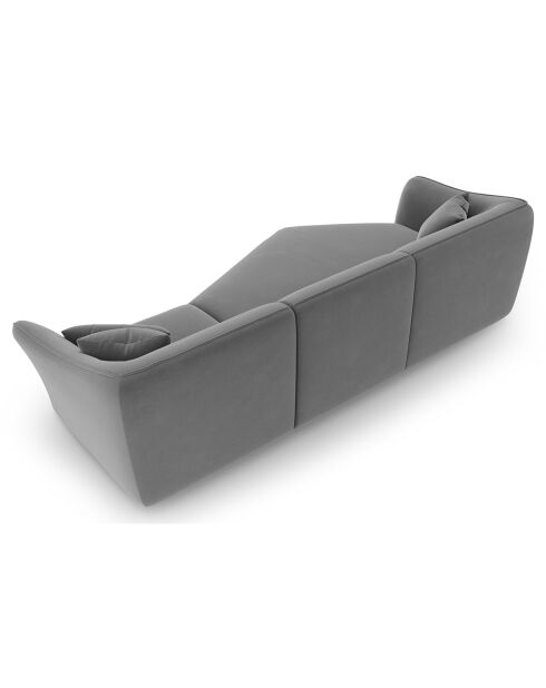 Canapé Angle Gauche Modulaire Velours Flora 5 Places gris clair - 292x138x79 cm