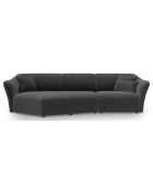 Canapé Angle Gauche Modulaire Velours Flora 5 Places gris foncé - 292x138x79 cm