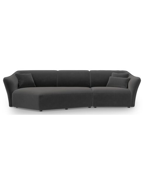 Canapé Angle Gauche Modulaire Velours Flora 5 Places gris foncé - 292x138x79 cm