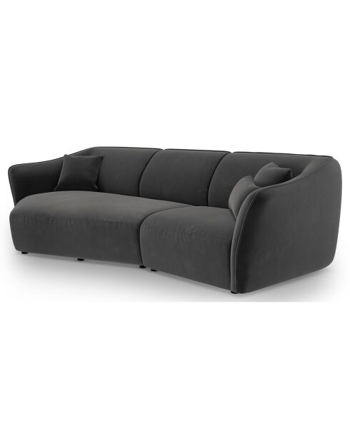 Canapé Angle Gauche Modulaire Velours Flora 5 Places gris foncé - 292x138x79 cm