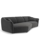 Canapé Angle Gauche Modulaire Velours Flora 5 Places gris foncé - 292x138x79 cm