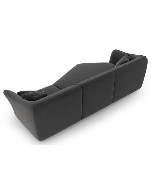 Canapé Angle Gauche Modulaire Velours Flora 5 Places gris foncé - 292x138x79 cm