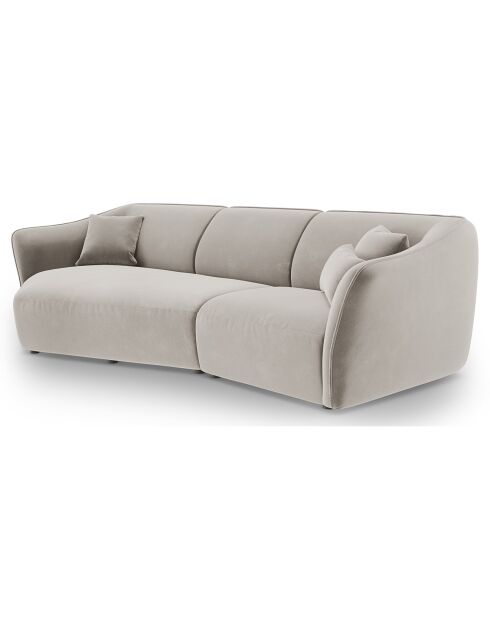 Canapé Angle Gauche Modulaire Velours Flora 5 Places beige clair - 292x138x79 cm