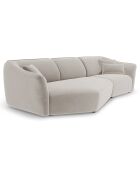 Canapé Angle Gauche Modulaire Velours Flora 5 Places beige clair - 292x138x79 cm