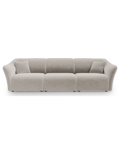 Canapé Modulaire Velours Flora 5 Places beige clair - 292x102x79 cm